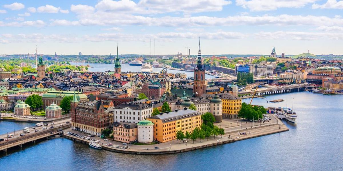 Légi panoráma a svédországi Stockholm óvárosáról 