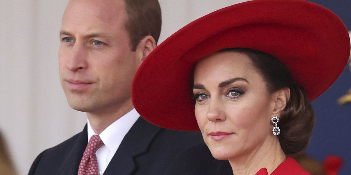 Vilmos walesi herceg és Katalin walesi hercegné a Koreai Köztársaság elnökének és first ladyjének ünnepélyes fogadásán a londoni Horse Guards Parade-en 2023. november 21-én