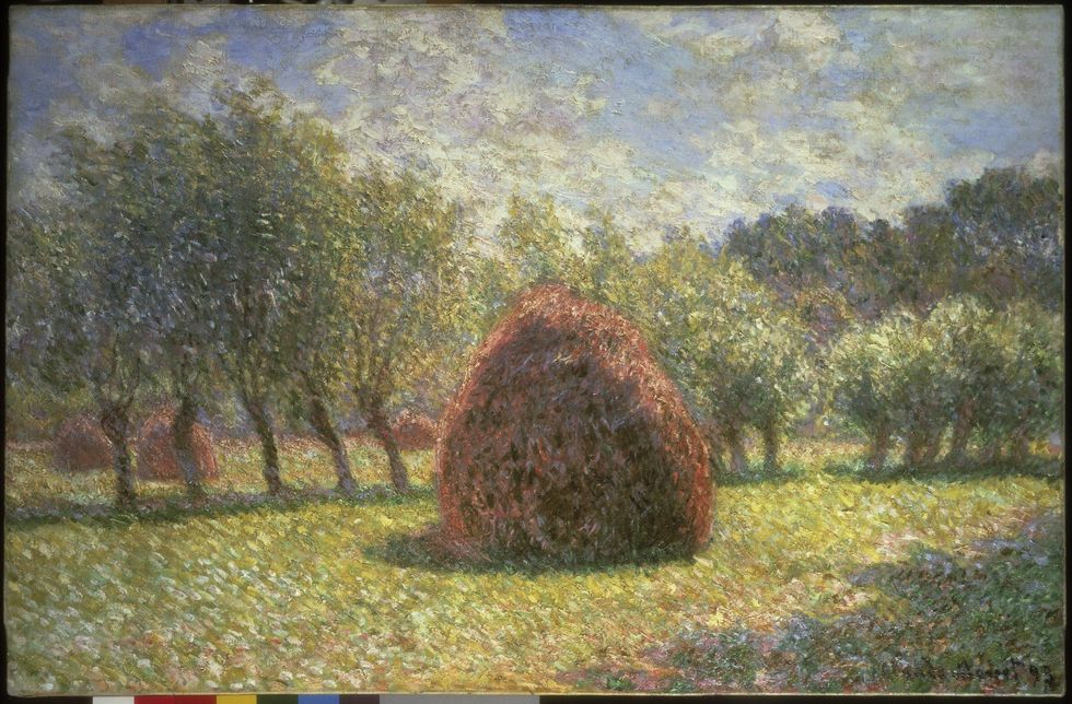 Claude Monet Meules \u00e0 Giverny c\u00edm\u0171 1893-ban festett m\u0171vee (Sz\u00e9nakazlak Givernyben),