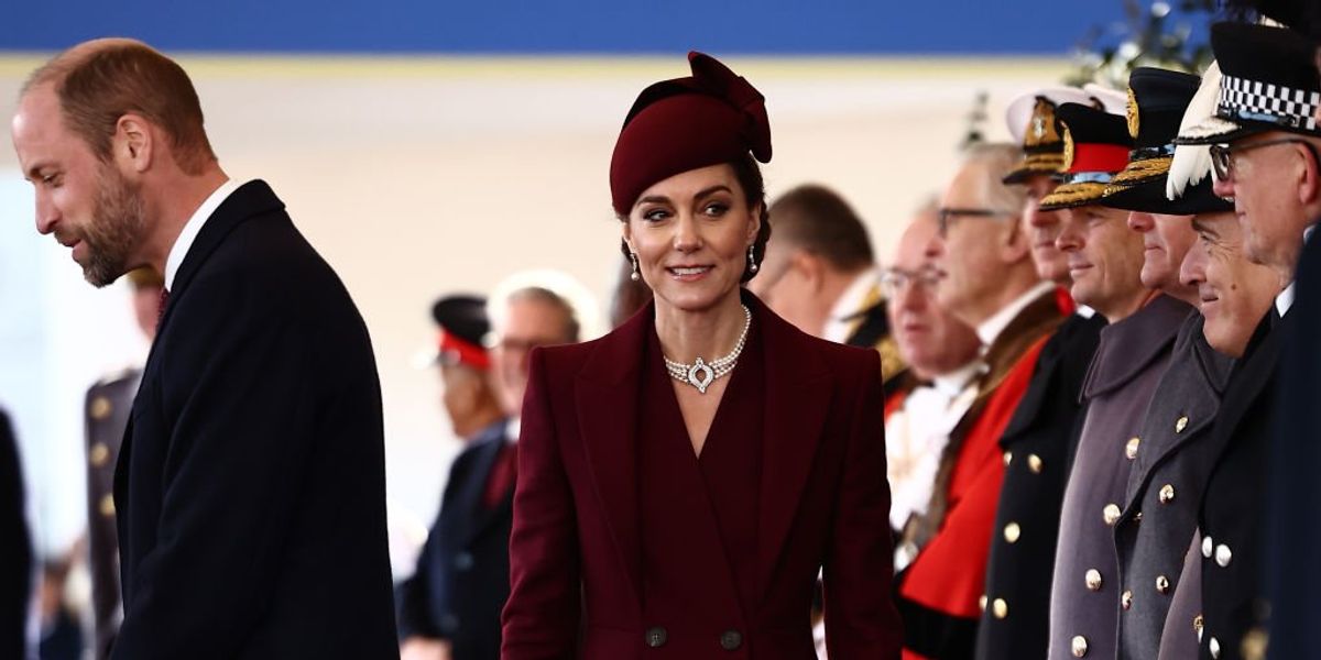 Vilmos walesi herceg és Katalin walesi hercegné a Horse Guards Parade-i ünnepélyes fogadáson 2024. december 3-án Londonban
