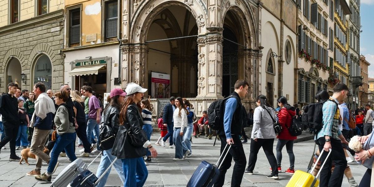 turisták Firenzében, Olaszországban