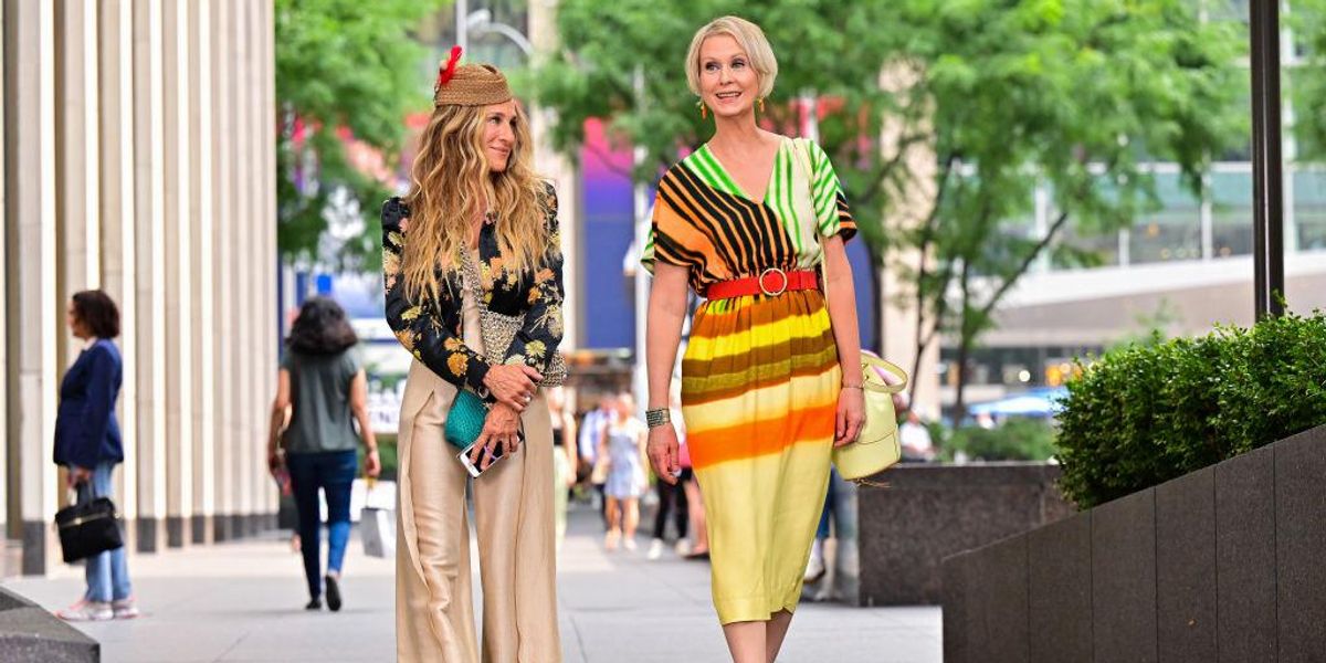 Sarah Jessica Parker és Cynthia Nixon az And Just Like That forgatásán