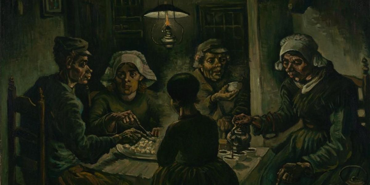Vincent van Gogh A burgonyaevők című korai festménye