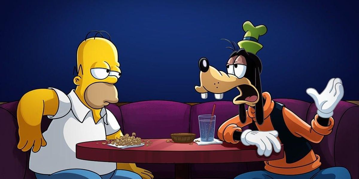 Homer Simpson és Goofy egy bárban