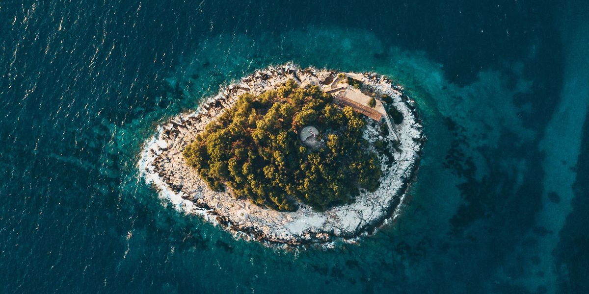 aerial photography of island surrounded by sea