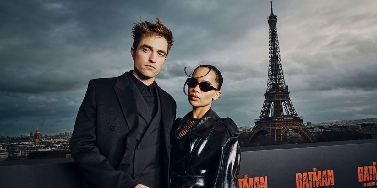 Robert Pattinson és Zoë Kravitz  a The Batman bemutatásán