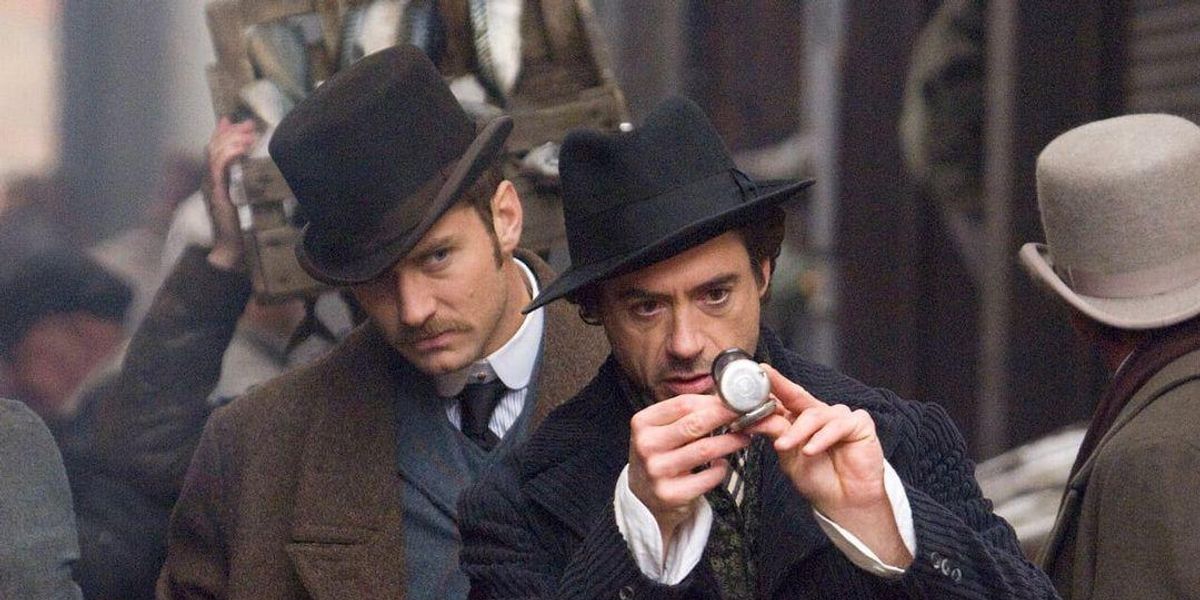 Jude Law és Robert Downey Jr. a Sherlock Holmes című filmben