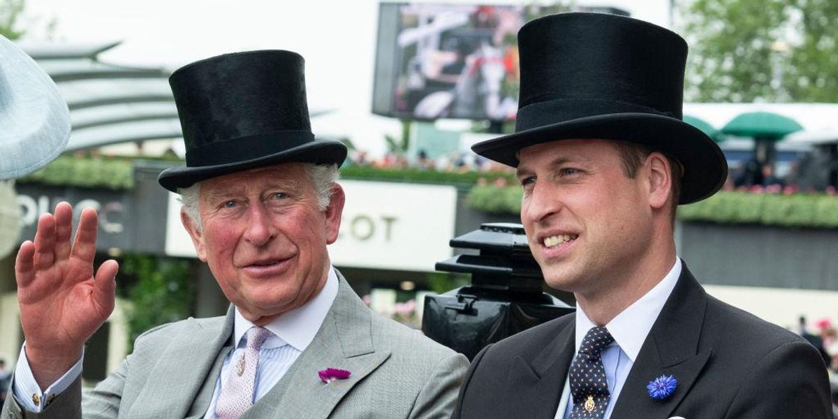 Károly herceg és fia, Vilmos herceg a Royal Ascot első napján az ascoti versenypályán 2019. június 18-án