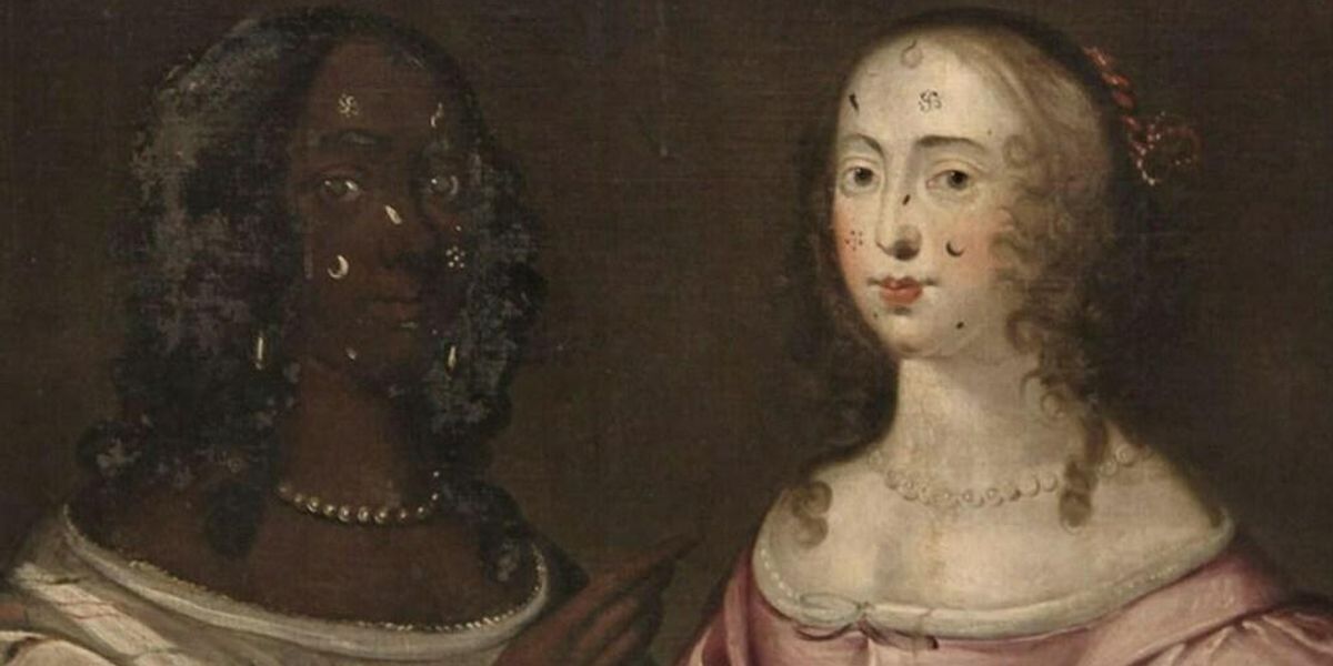 Ismeretlen festő:  British School Allegorical Painting of Two Ladies wearing Beauty Patches 