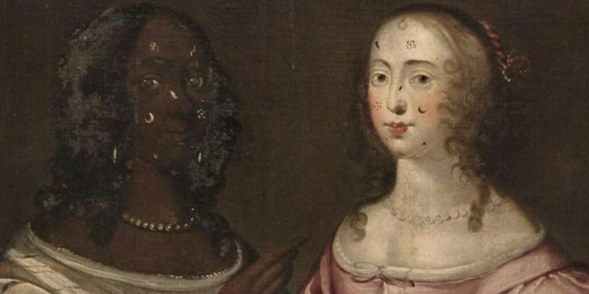 Ismeretlen festő: British School Allegorical Painting of Two Ladies wearing Beauty Patches