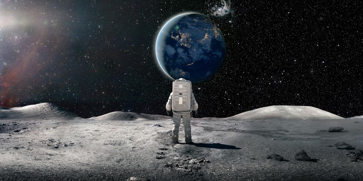 Egy asztronautáról készített illusztráció a Holdon