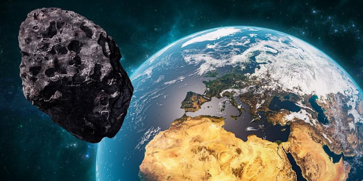 Egy Föld felé tartó aszteroidáról készített illusztráció
