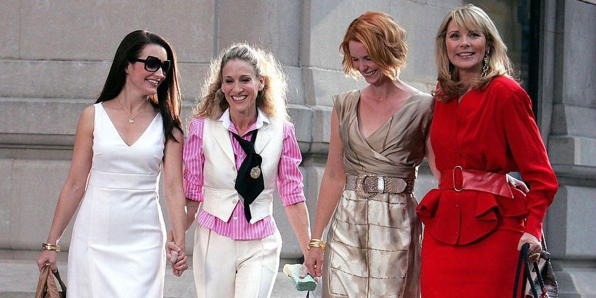 Kristin Davis, Sarah Jessica Parker, Cynthia Nixon és Kim Cattrall a Szex és New York című film forgatásán New Yorkban, 2007. szeptember 21-én
