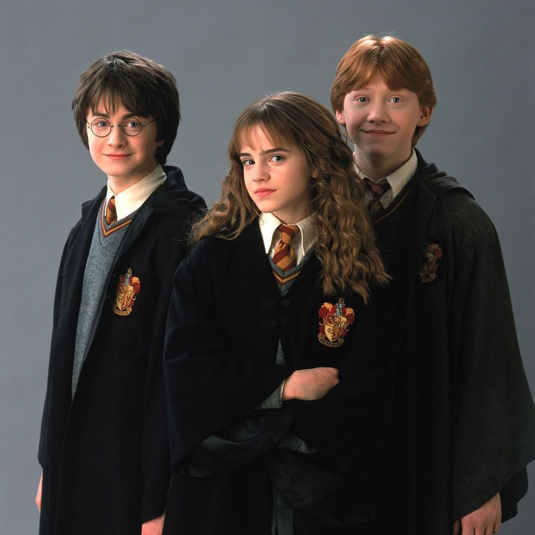 Daniel Radcliffe, Emma Watson és Rupert Grint a Harry Potterben