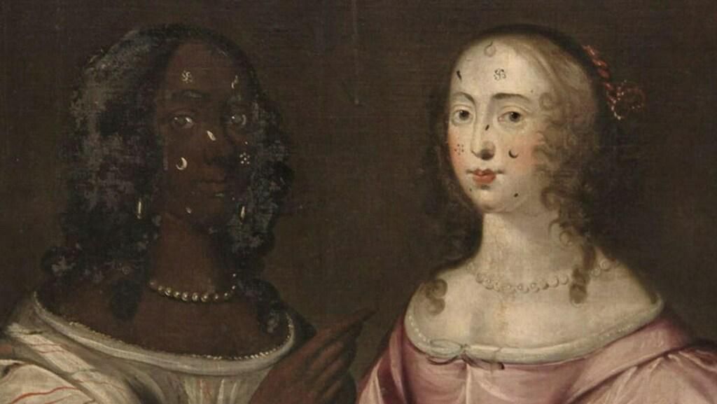 Ismeretlen festő:  British School Allegorical Painting of Two Ladies wearing Beauty Patches 
