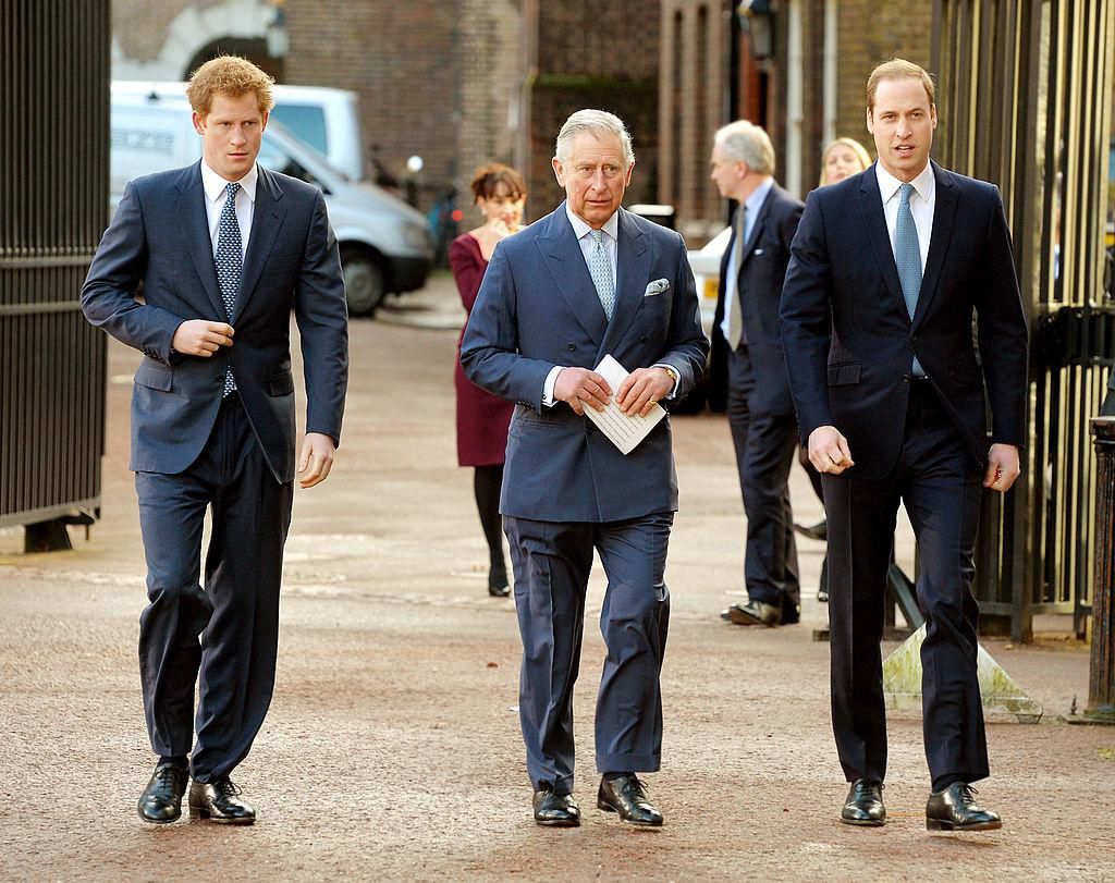 Harry herceg, Károly walesi herceg és Vilmos cambridge-i herceg érkezik az illegális vadvilági kereskedelemről szóló konferenciára a Lancaster House-ba 2014. február 13-án Londonban