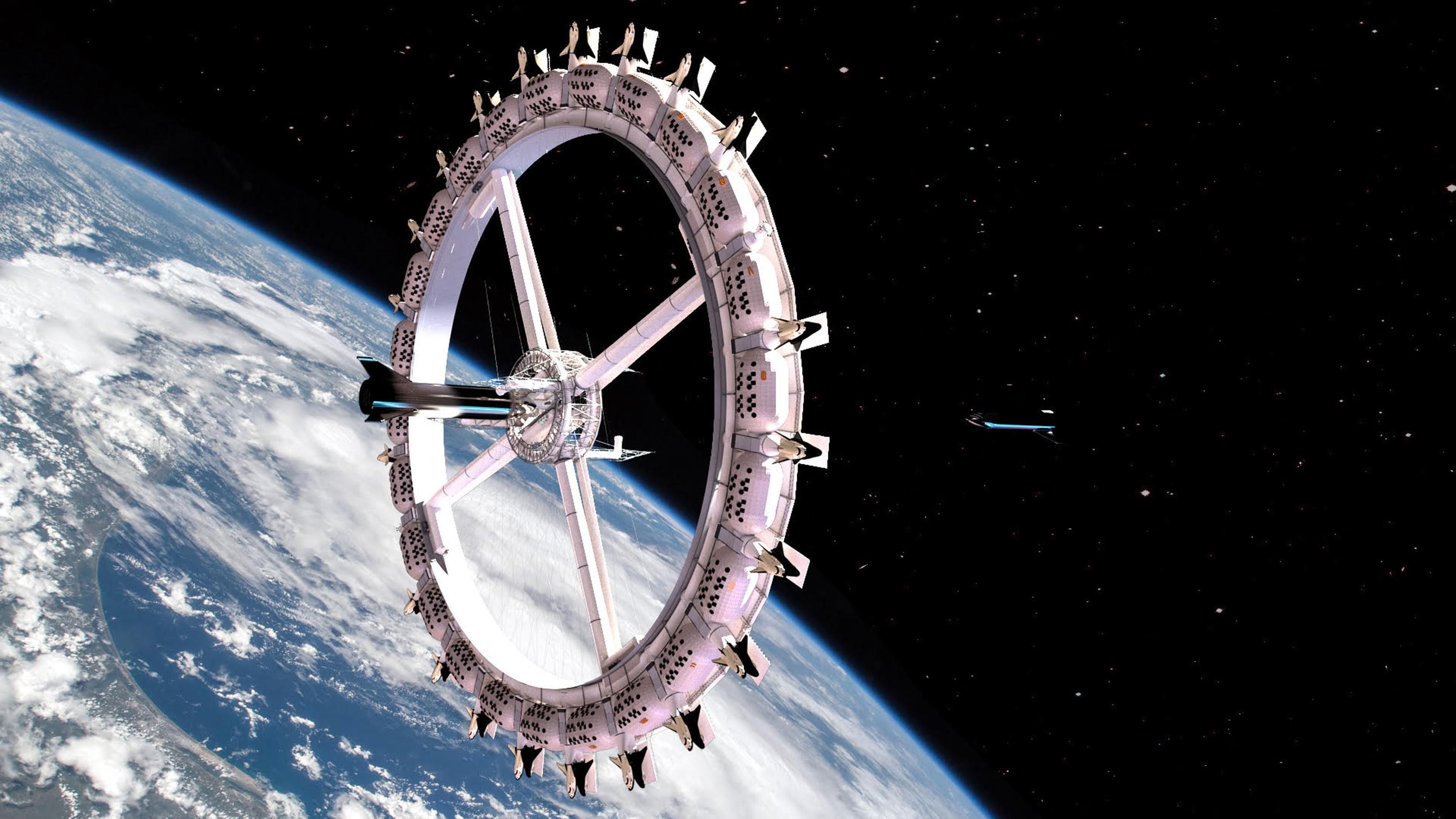 A Orbital Assembly Corporation űrhoteljéről készített illusztráció