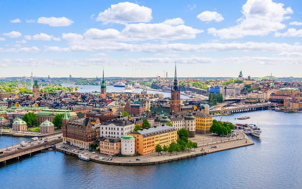Légi panoráma a svédországi Stockholm óvárosáról 