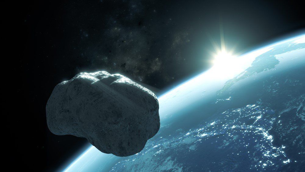 Egy Föld mellett lebegő aszteroidáról készített illusztráció