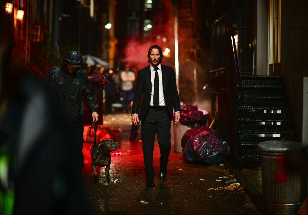  Keanu Reeves a John Wick 3. forgatásán a New York-i Manhattanben 2018. május 23-án