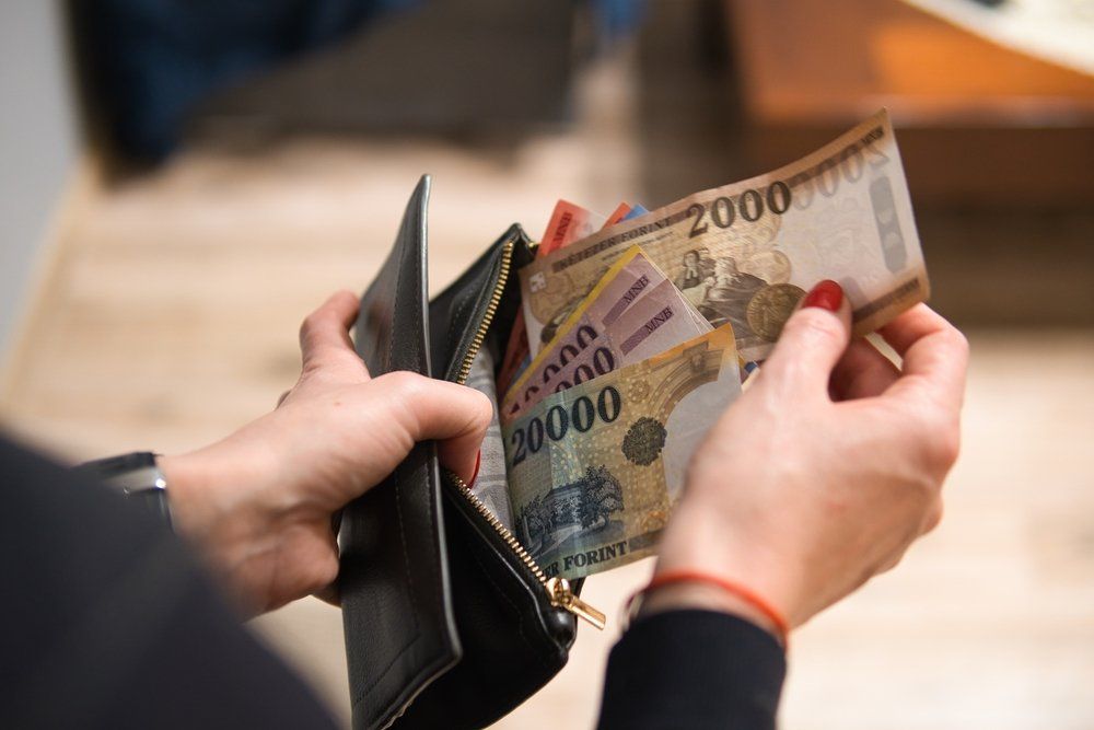 forint bankjegyeket vesz elő a pénztárcájából egy nő