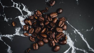 coffee beans on marble counter