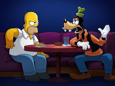 Homer Simpson és Goofy egy bárban