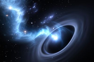 Fekete lyukból áradó hatalmas fény