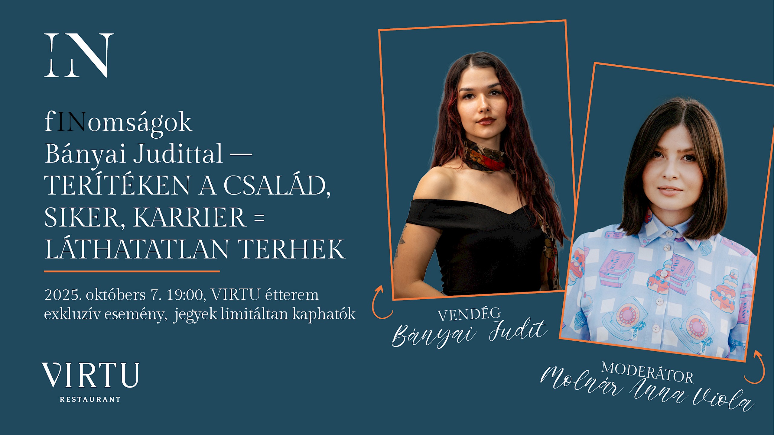 Terítéken a család, a siker és a karrier – beszélgető est Bányai Judittal a Virtu Étteremben