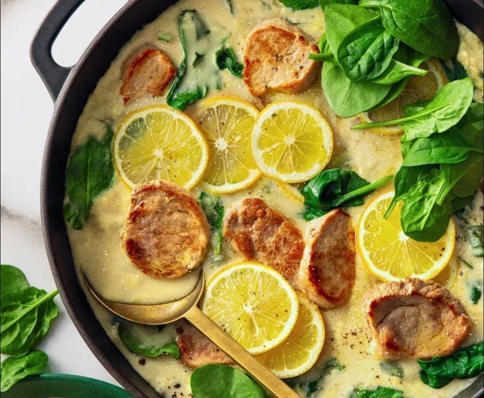 Kedvenced lesz: sertéshús tejszínes citromos-spenótos mártásban